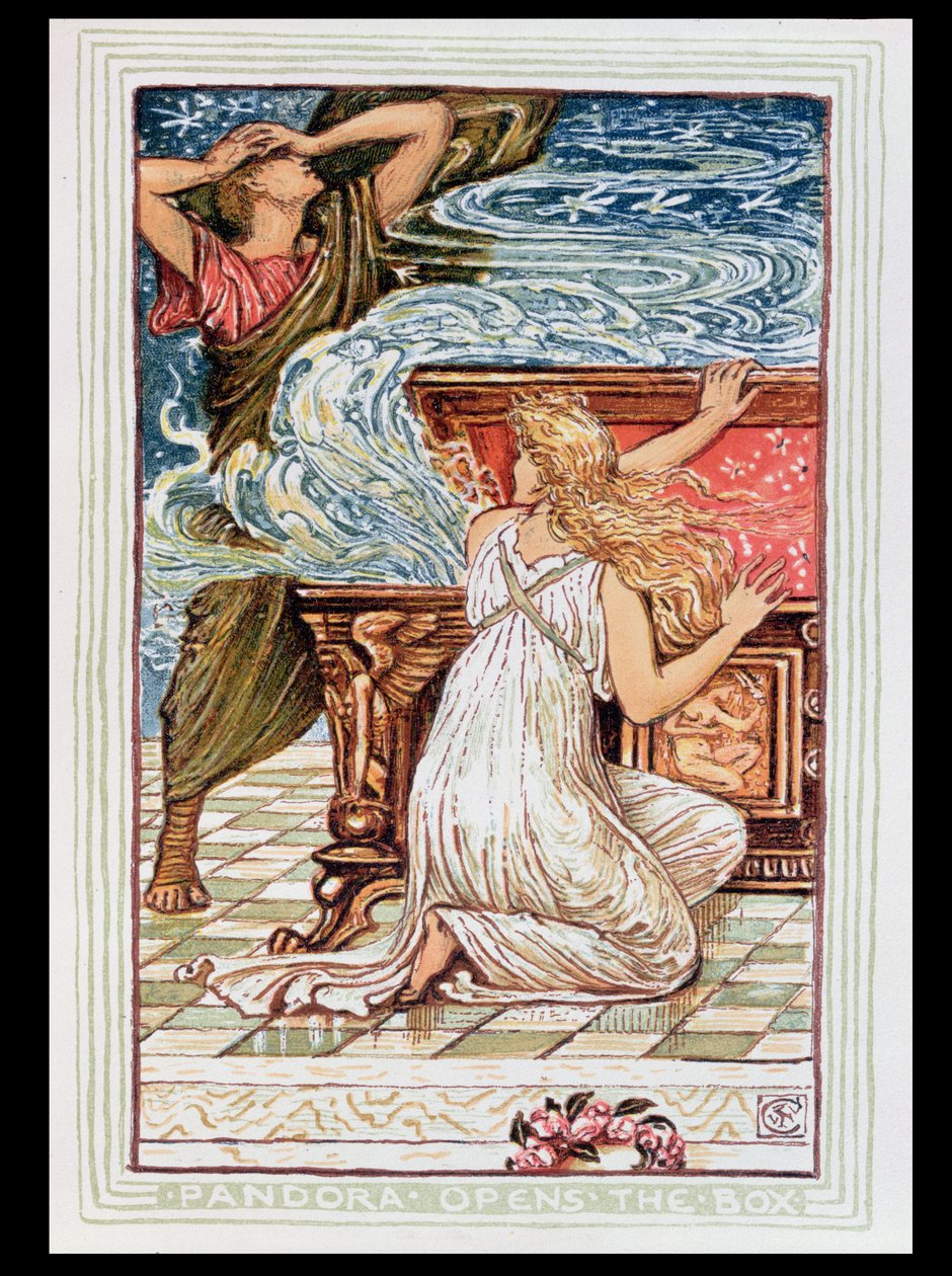 Pandora åbner æsken, illustration til 