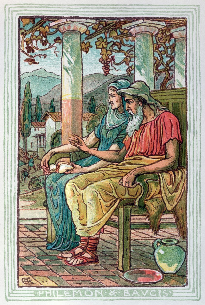 Philemon og Baucis, fra en bog om græske legender og mytologi, udgivet i London i 1910 af Walter Crane
