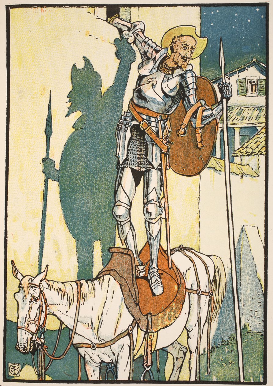 Don Quijotes fortryllelse, illustration fra "Don Quijote of the Mancha" genfortalt af Judge Parry, pub. Blackie und Son Ltd, London, 1900 af Walter Crane