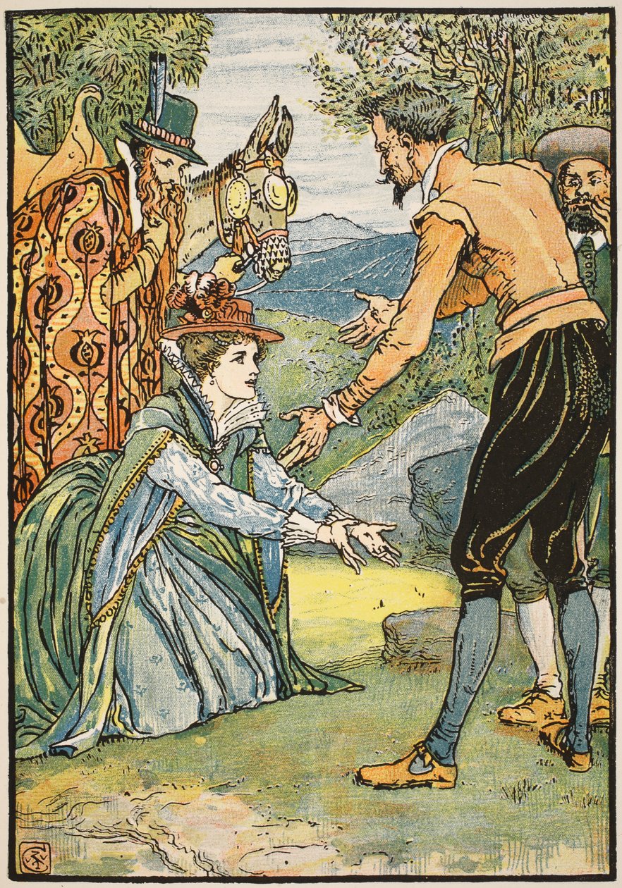 The Meeting of Dorothea and Don Quixote, illustration fra 