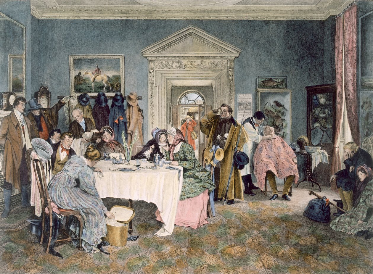 London til York - Tiden er slut! - en hændelse i de gamle trænerdage, udgivet 1897 (akvatint) af Walter Dendy Sadler