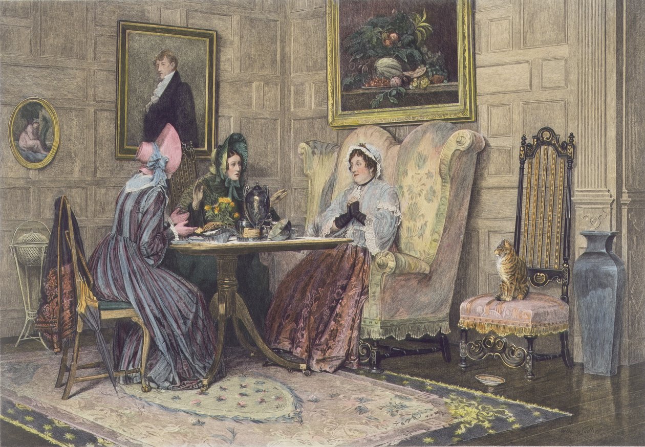 Scandal and Tea, udgivet 1893 (akvatinte) af Walter Dendy Sadler