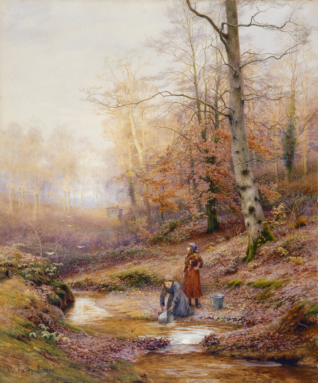Autumn Woodland, ca. 1900 (wc på papir) af Walter Follen Bishop