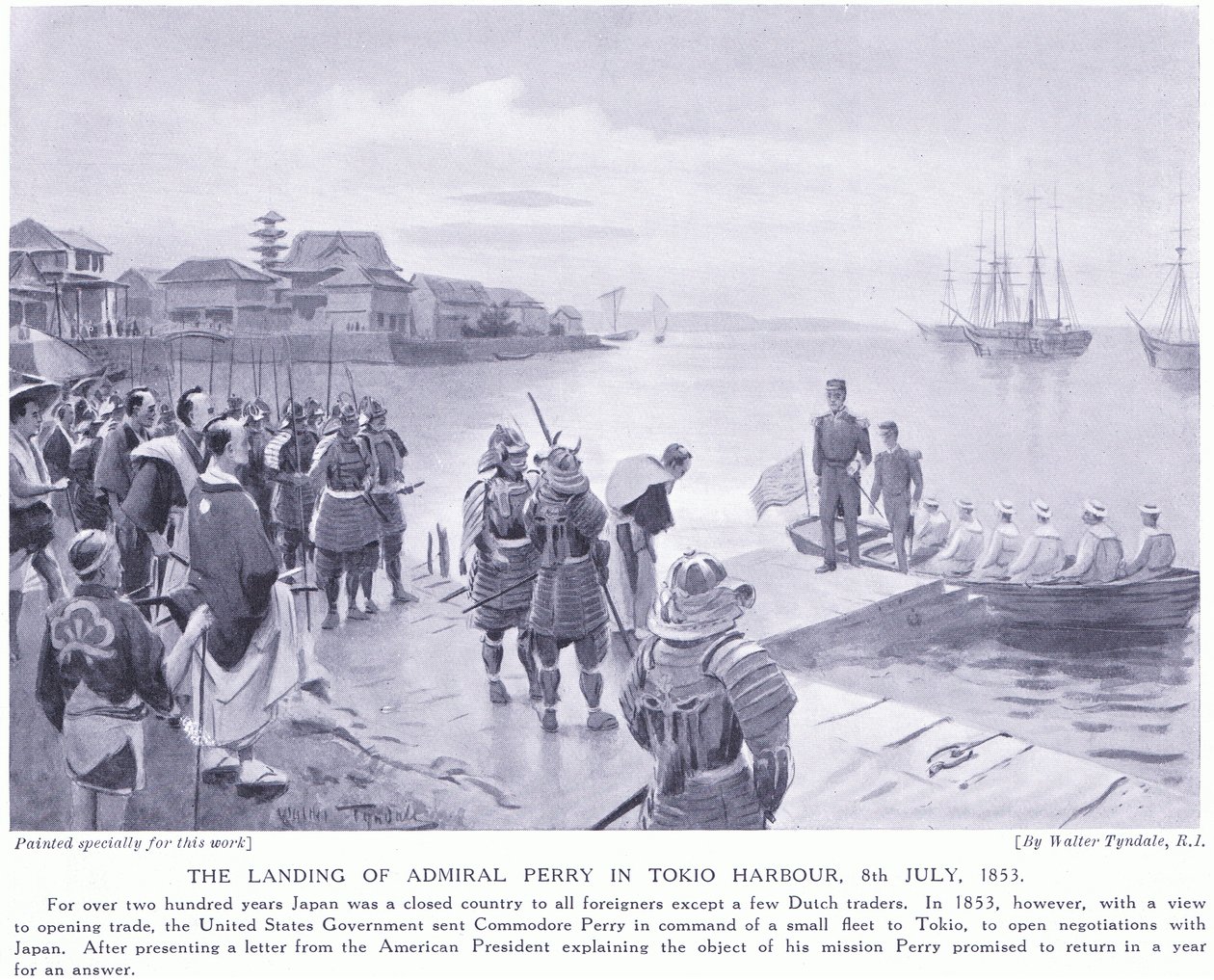 Admiral Perrys landgang i Tokio havn AD1853 af Walter Frederick Roofe Tyndale