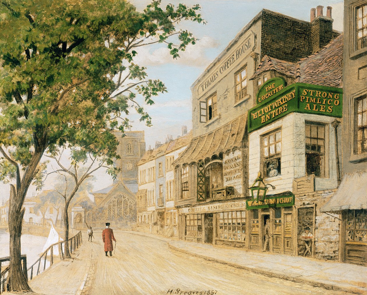 Cheyne Walk, Chelsea, 1857 af Walter Greaves