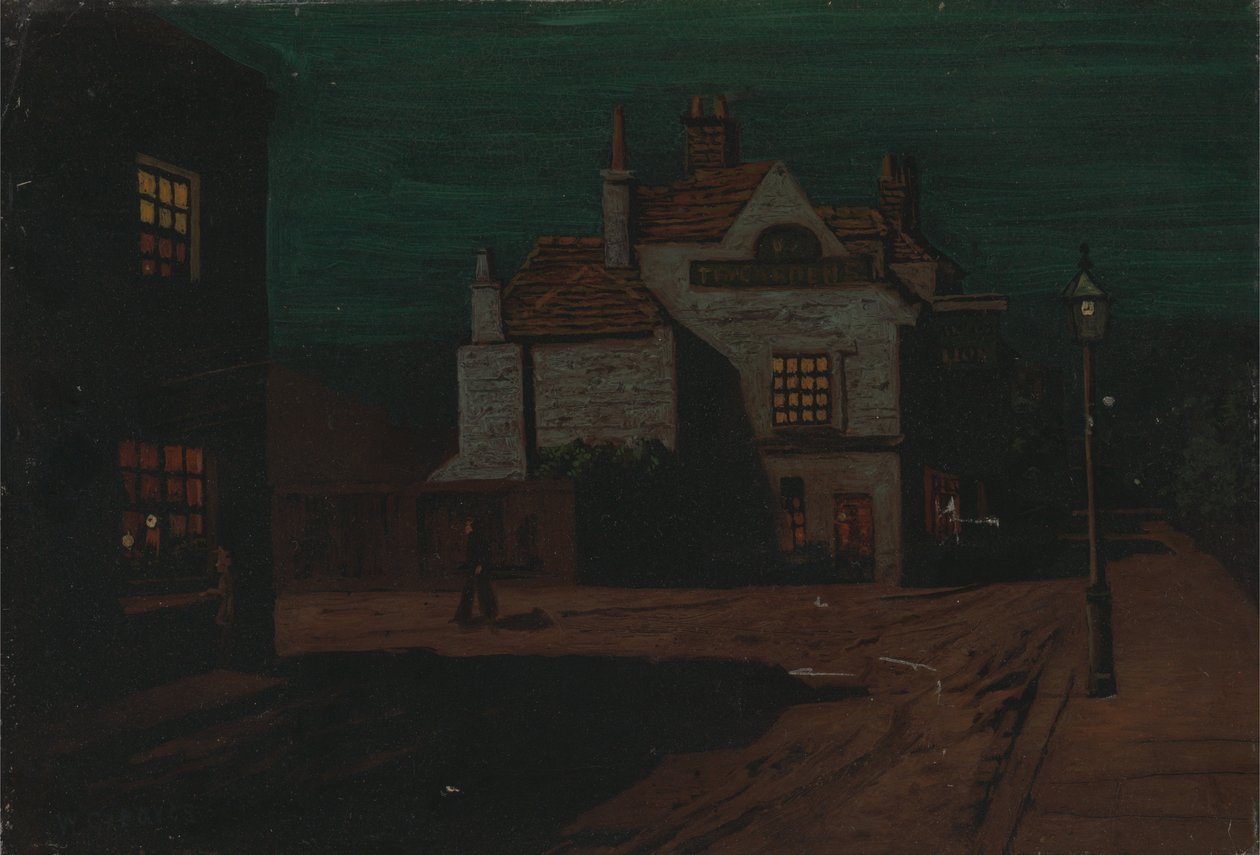 The Black Lion, Chelsea by Night af Walter Greaves