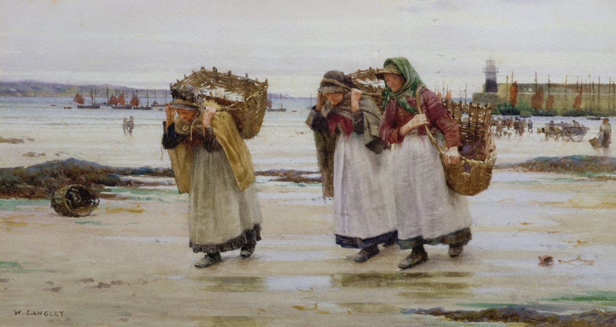 The Breadwinners eller Newlyn Fishwives (wc) af Walter Langley