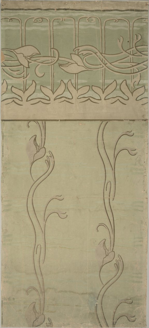 Tapetdesign med afsluttende kant, 1899 af Walter Leistikow