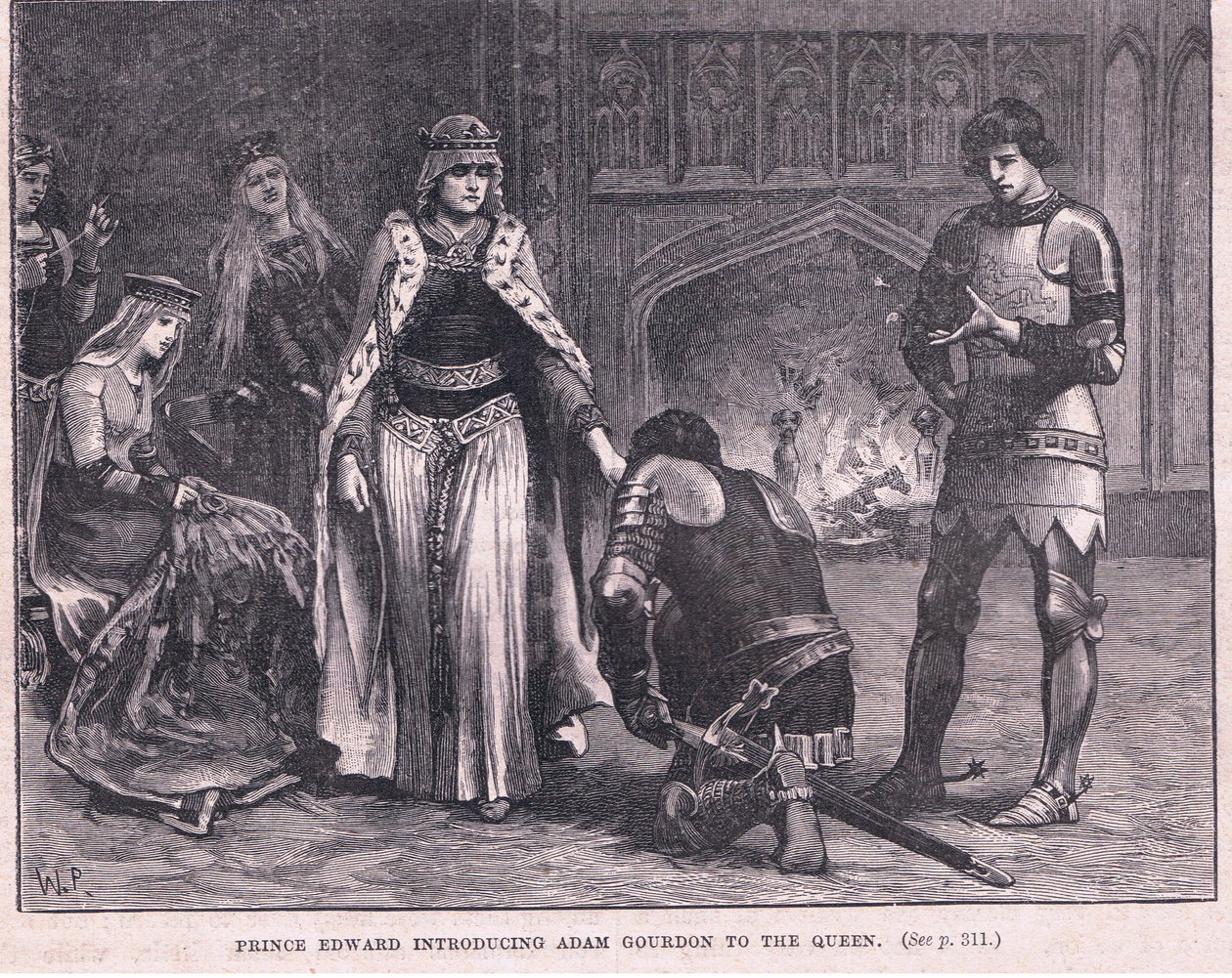 Prins Edward introducerer AD am Gourdon til dronningen AD 1270 af Walter Paget