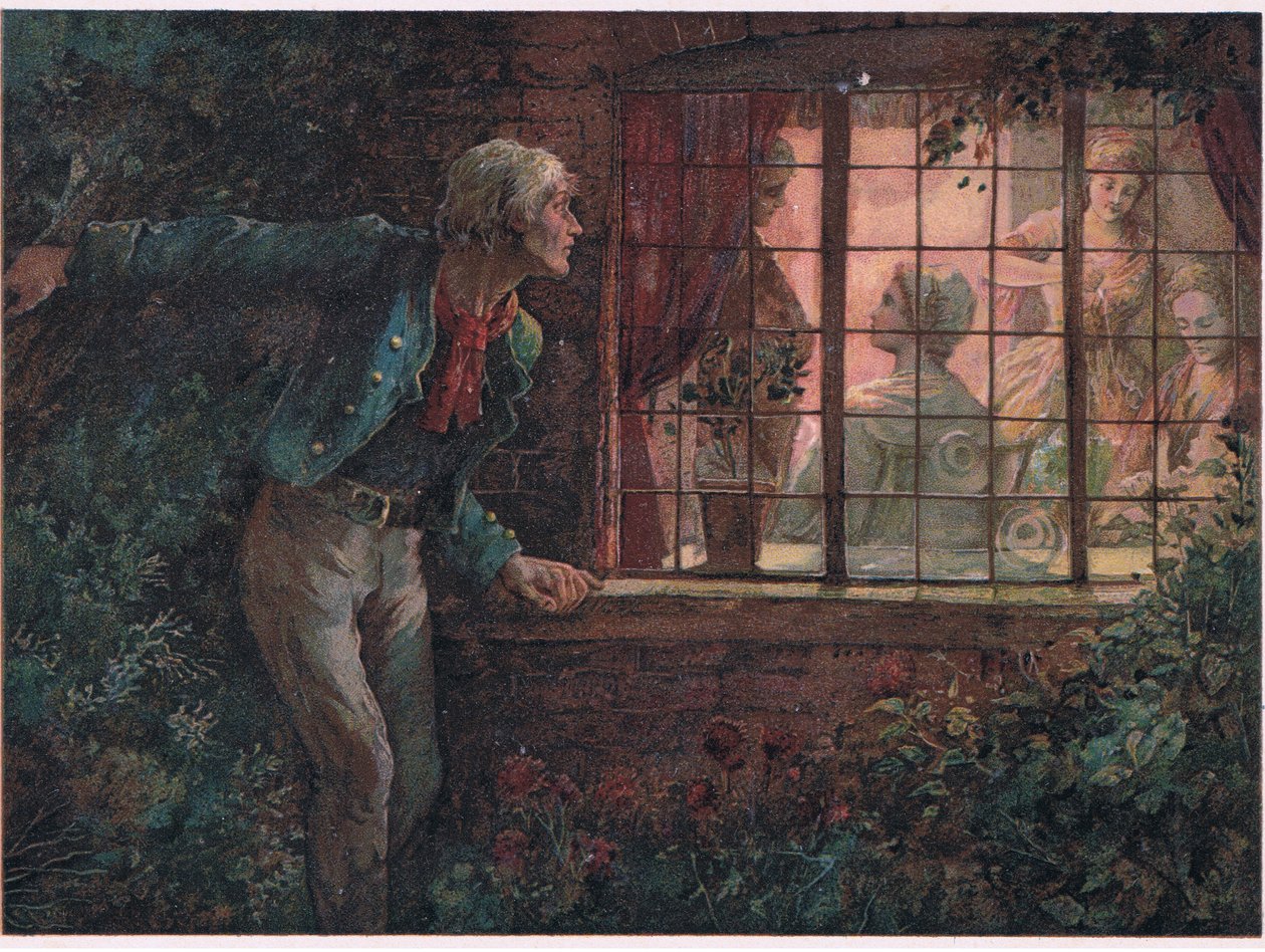 Enoch Ardens tilbagevenden, illustration fra Tennyson Pictures udgivet af E P Dutton & Co, ca. 1900 af Walter Paget