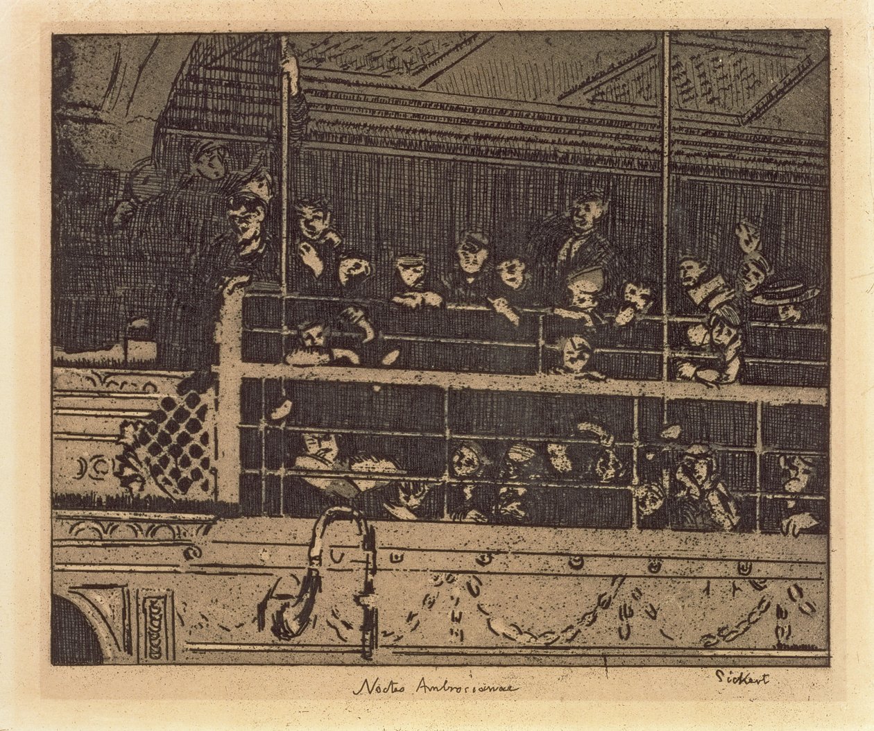 Noctes Ambrosianae (Ambrosian Nights) 1906 (ætsning og akvatint) af Walter Richard Sickert