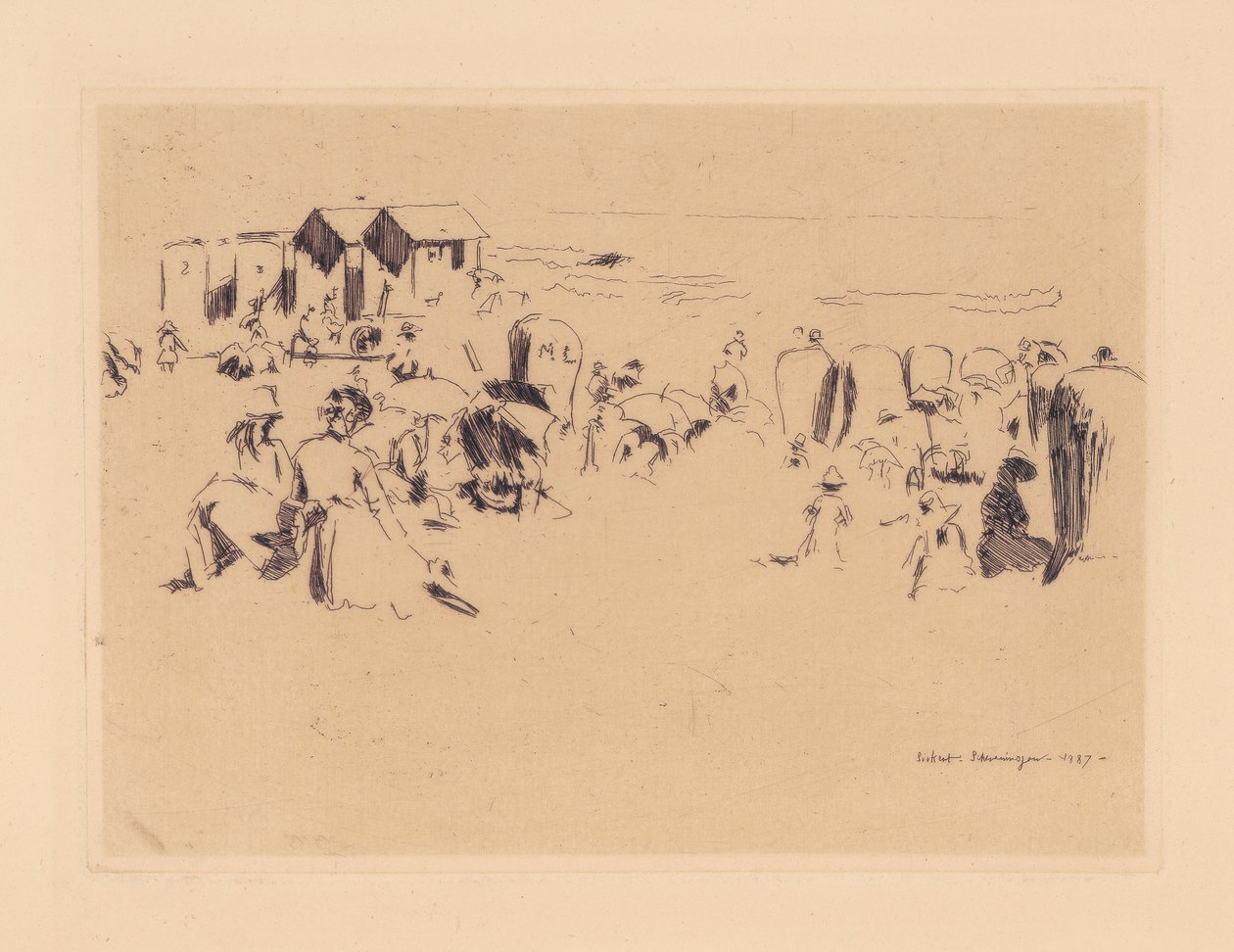 Scheveningen, Bademaskiner, 1887 af Walter Richard Sickert
