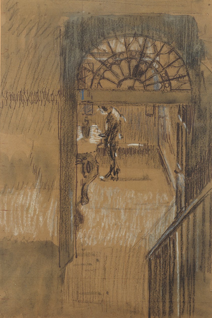 Whistlers Studio (sort og hvid kridt, pen, blæk og vask på papir) af Walter Richard Sickert