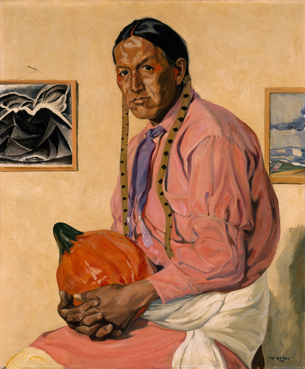 Portræt af en mand med et græskar, ca. 1914-29 af Walter Ufer
