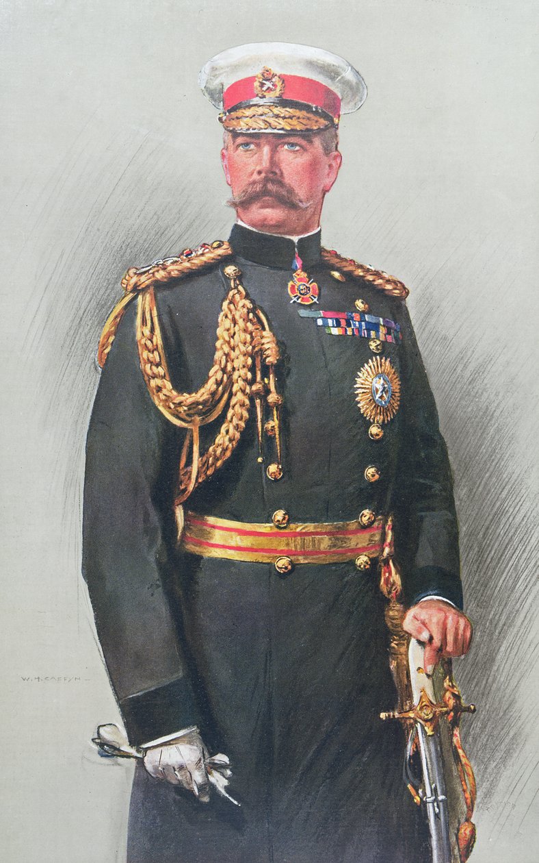 Viscount Kitchener af Khartoum (farvegravering) af Walter Wallor Caffyn