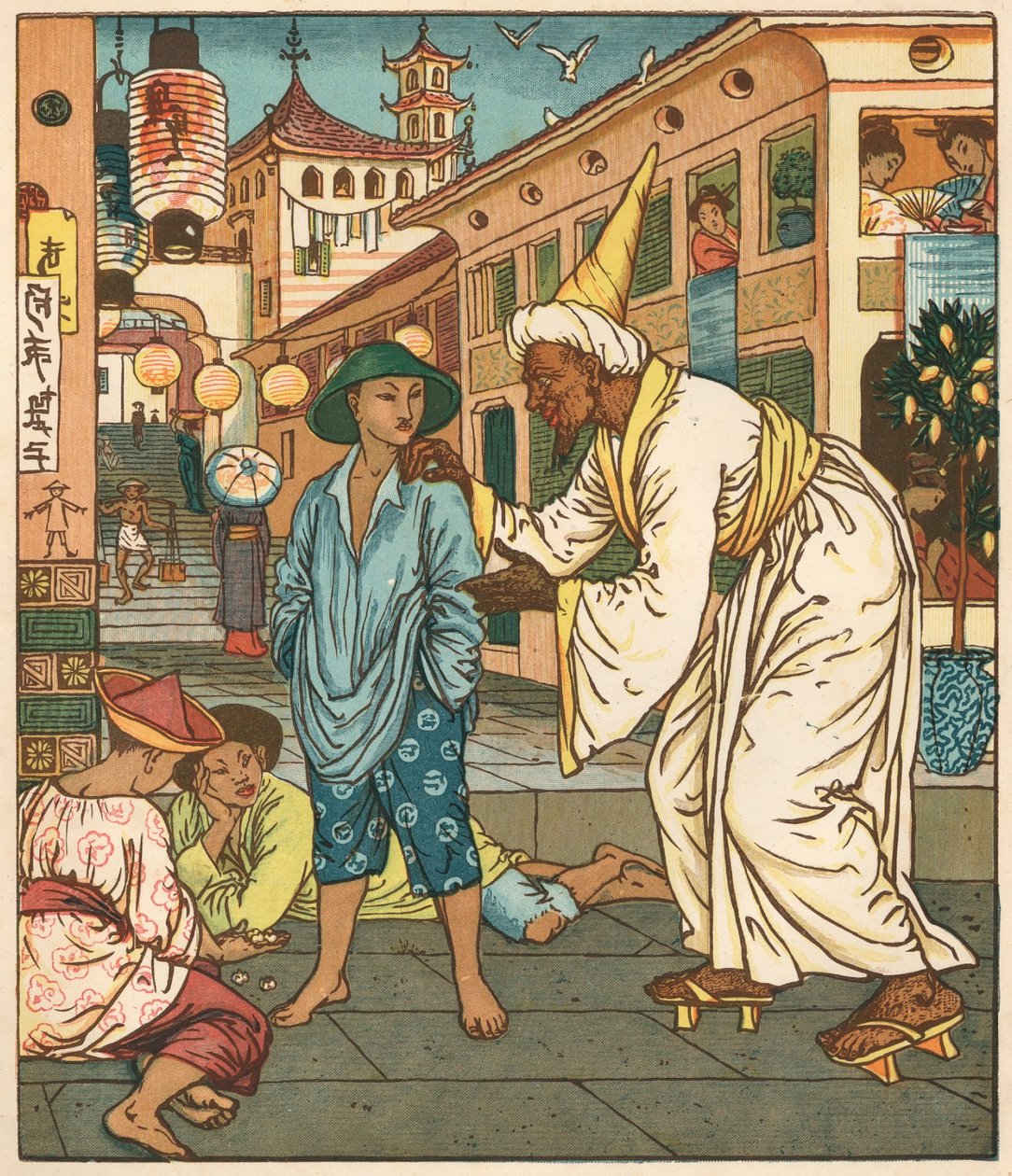Aladdins billedbog, Tusind og én nat, 1878 (illustration) af Walter Crane