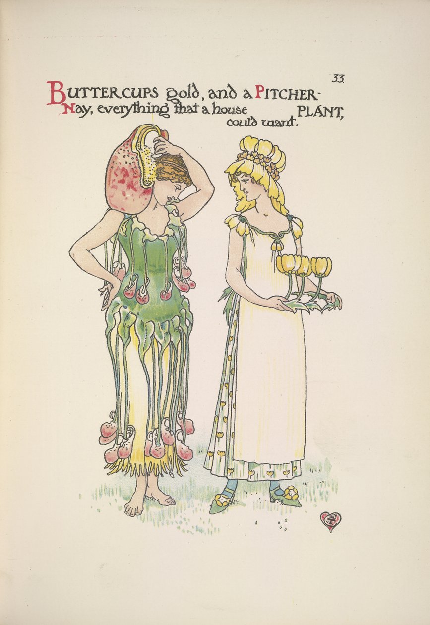 Smørblomstguld og kandeplante. To unge kvinder af Walter Crane