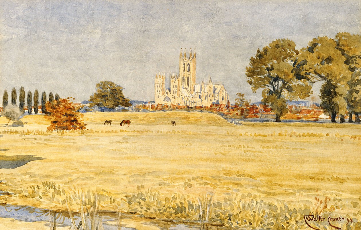Canterbury Cathedral from the Meadows, 1894 af Walter Crane