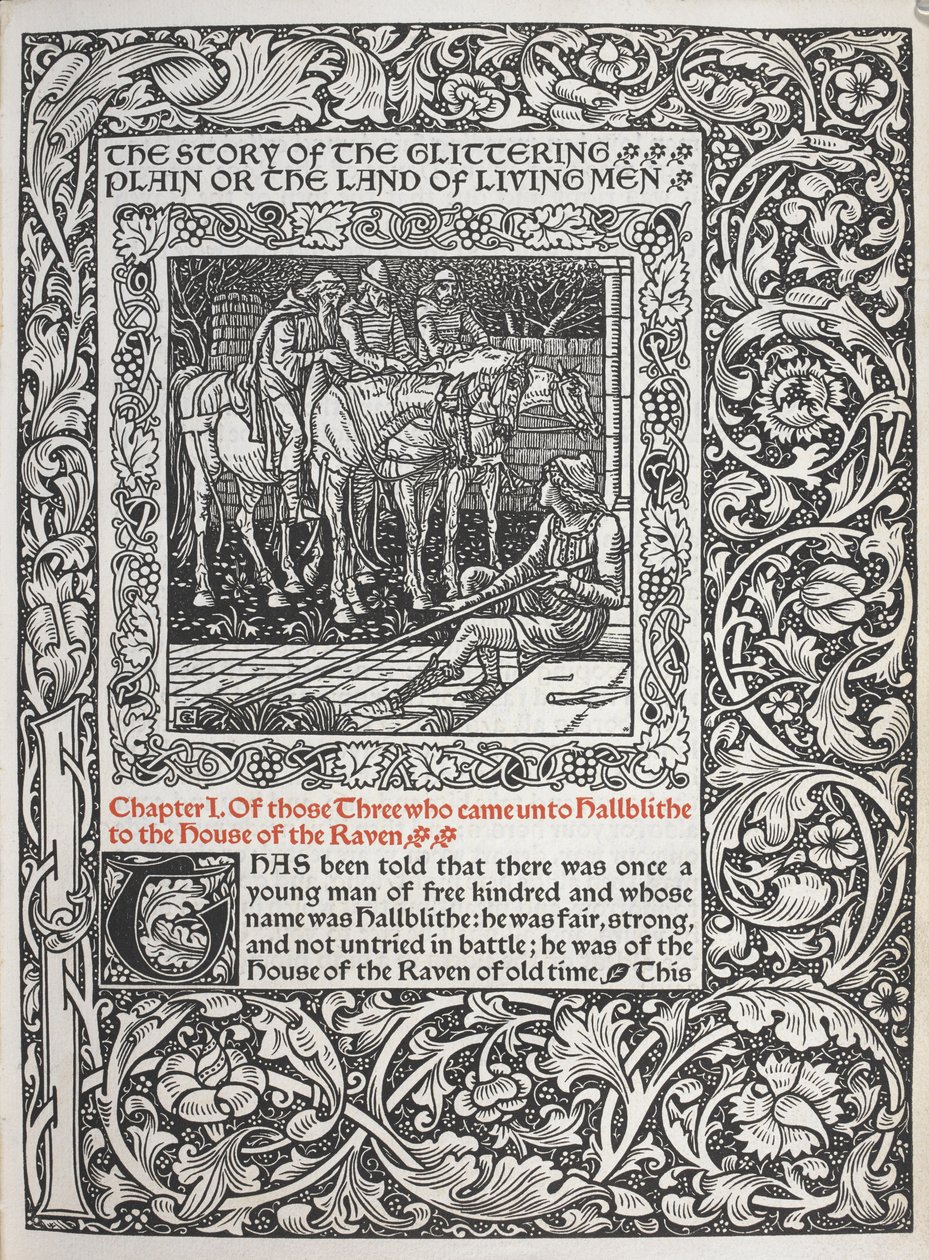 Kapitel I. Af de tre, som kom til Hallblithe til Ravnens hus. af Walter Crane