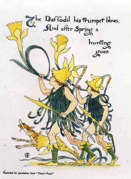 Påskelilje Trompet Blows, fra Floras Fest af Walter Crane