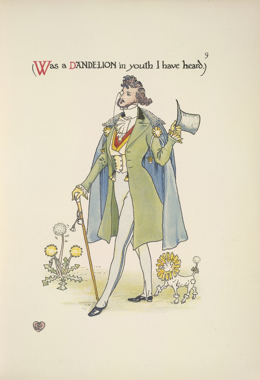 Mælkebøtte. En velklædt ung mand af Walter Crane