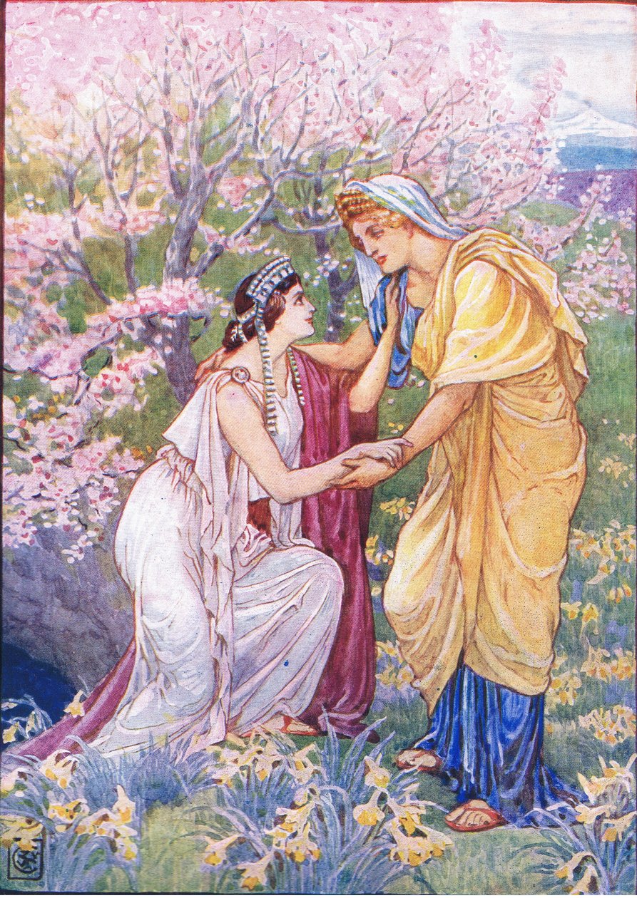 Demeter glædede sig, for hendes datter var ved hendes side, illustration fra The Story of Greece , 1930