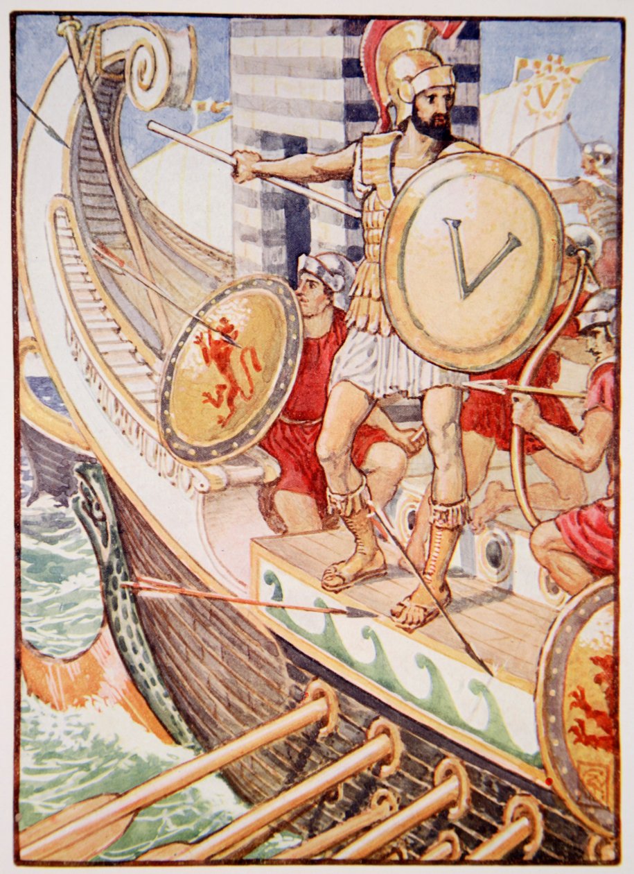 Han blev et mål for hver pil, illustration fra The Story of Greece af Mary Macgregor af Walter Crane