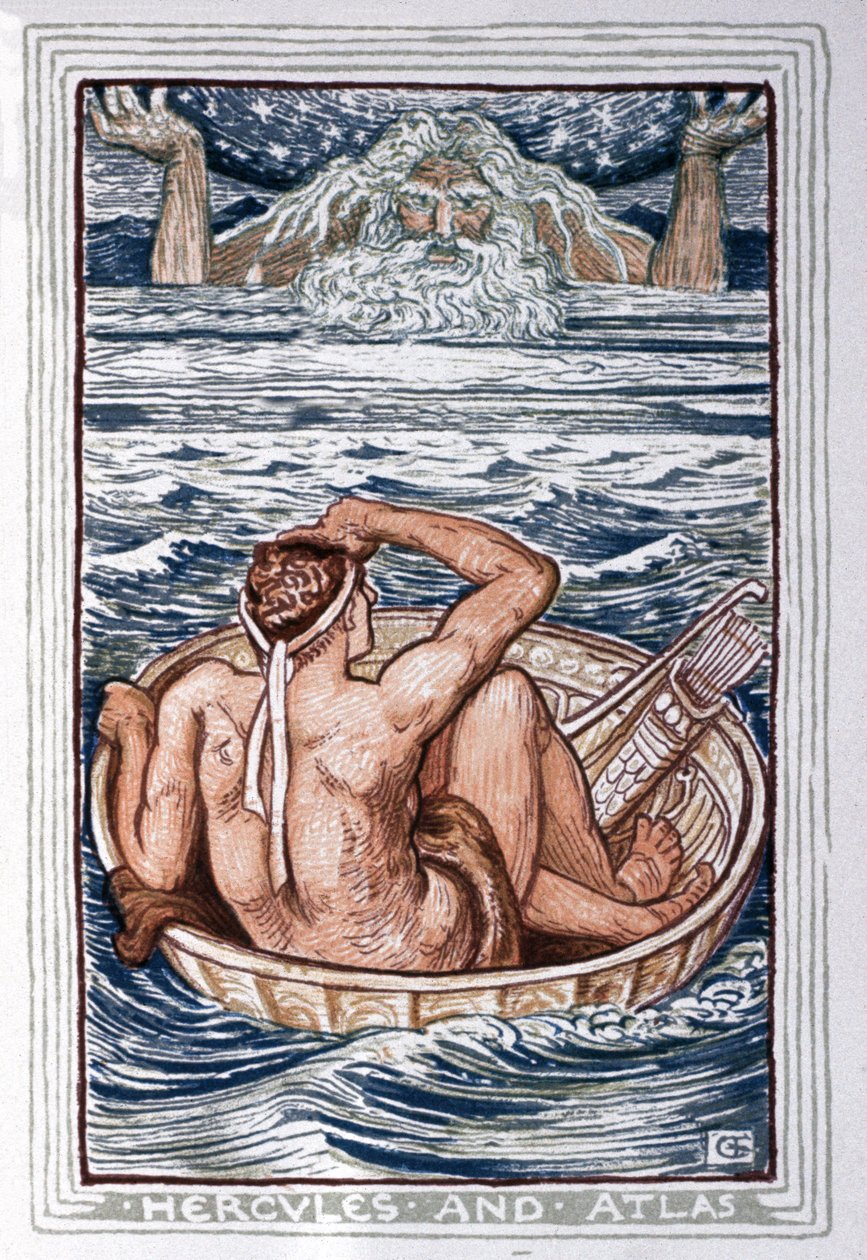 Herakles og Atlas, ca. 1900 (illustration) af Walter Crane