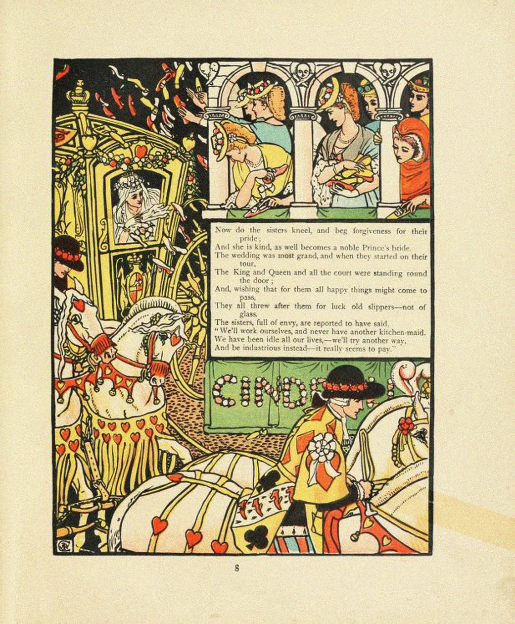 Illustration til Eventyr Askepot af Walter Crane