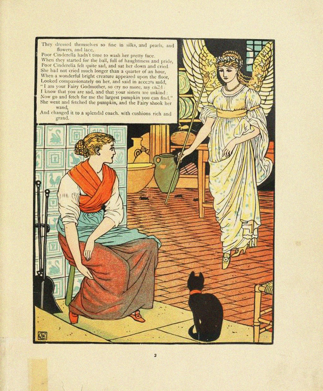 Illustration til Eventyr Askepot af Walter Crane