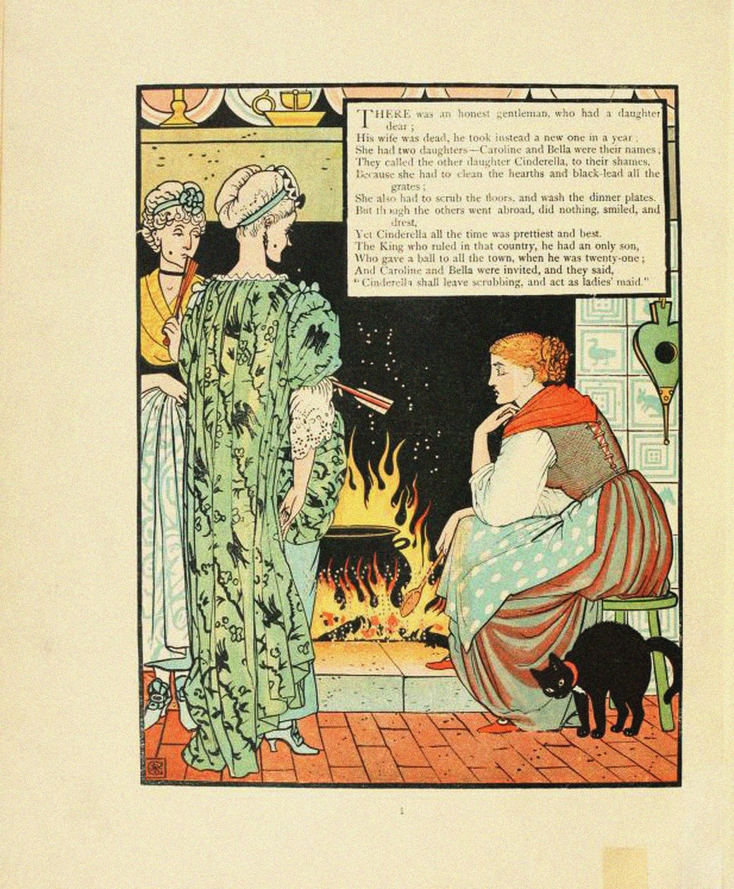 Illustration til Eventyr Askepot af Walter Crane