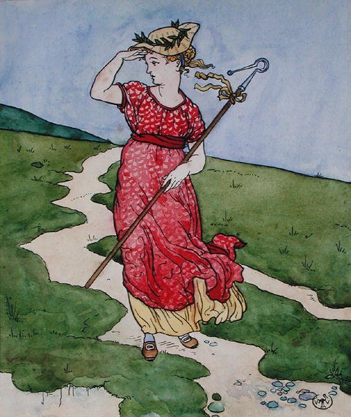 Lille Bo-Peep (kropsfarve på papir) af Walter Crane