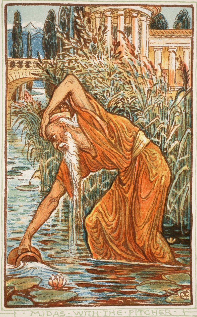 Midas med kanden, illustration fra 