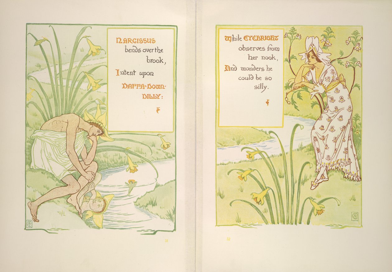 Narcissus og øjentrøst af Walter Crane