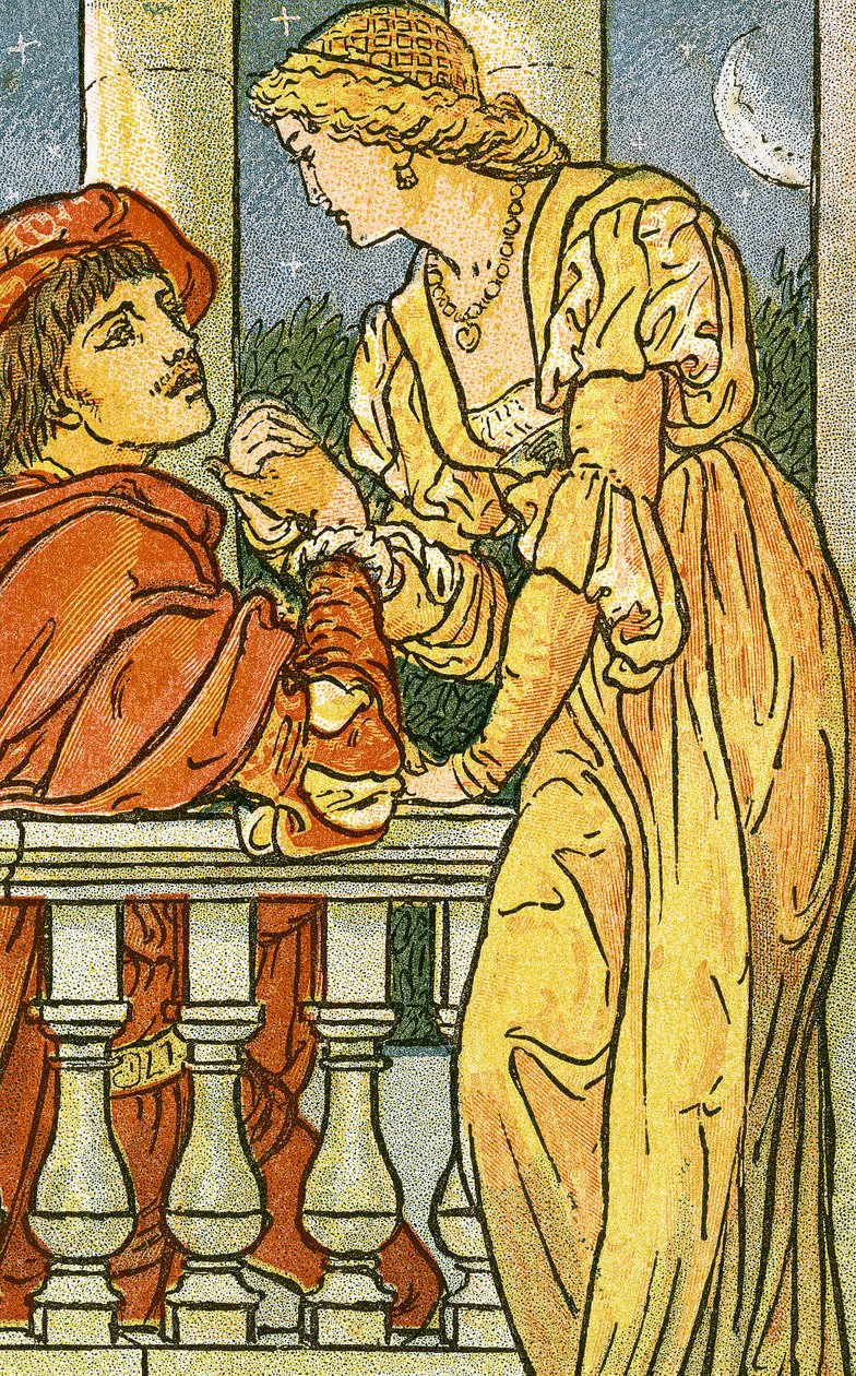 Now, Oh, Now, I Needs Must Part, sangillustration fra Pan-Pipes, A Book of Old Songs, Newly Arranged and with Accompaniments by Theo. Marzials, udgivet i London af George Routledge & Sons, 1884 ( af Walter Crane