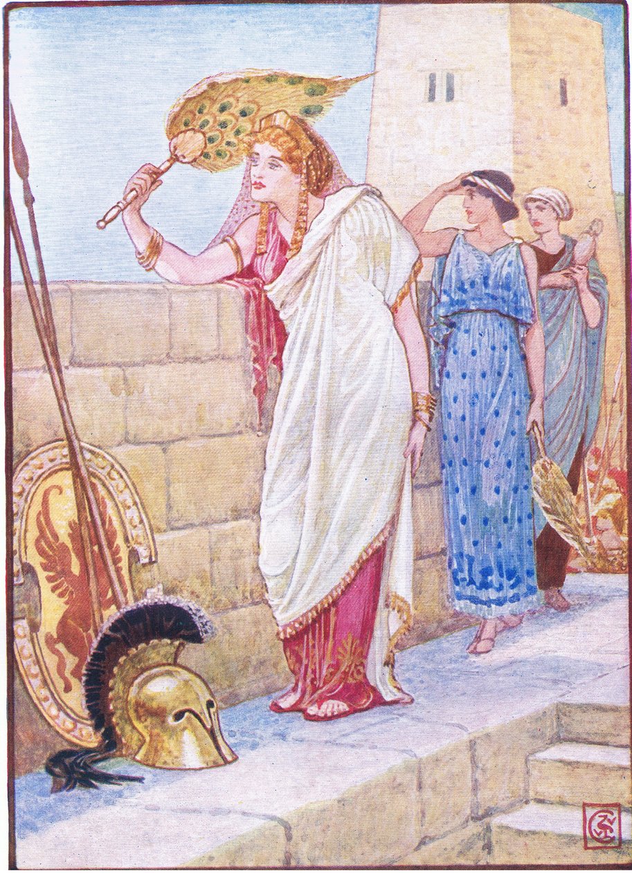 Ofte stod hun på Trojas vægge, illustration fra The Story of Greece, 1930
