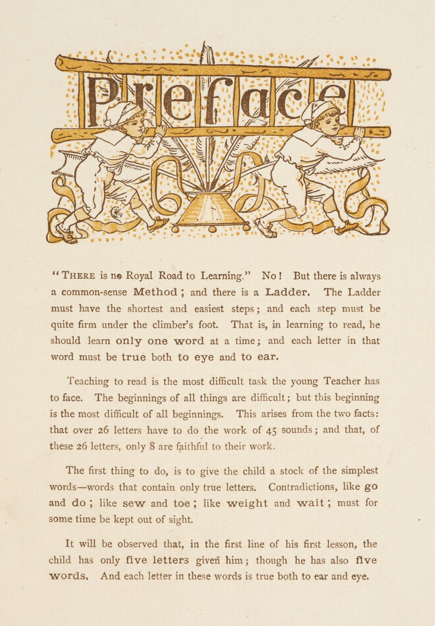 Forord til The Golden Primer. To børn med en stige. af Walter Crane