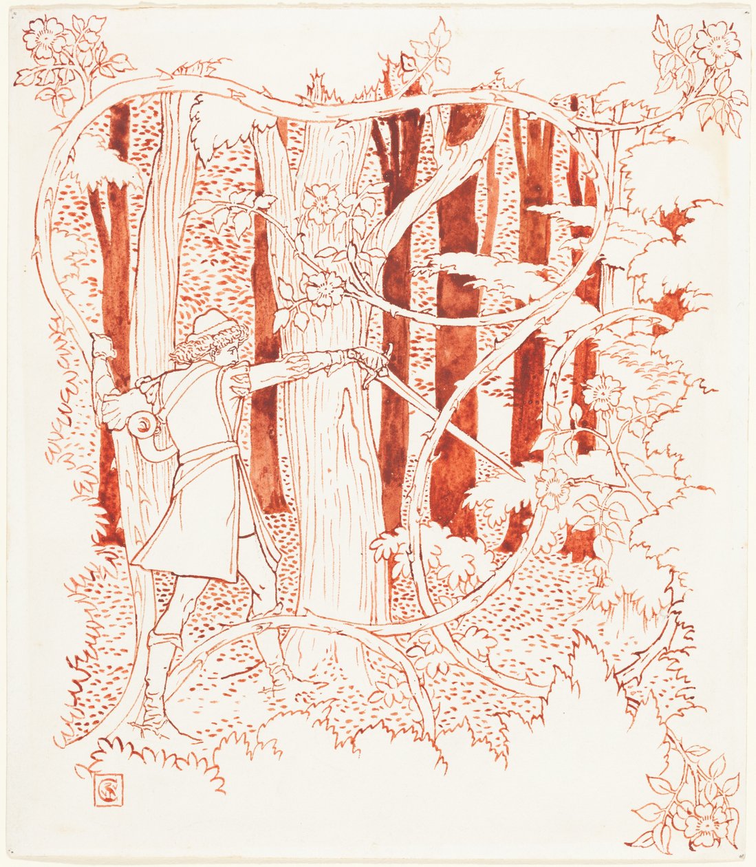 Prinz Charming im Wald af Walter Crane
