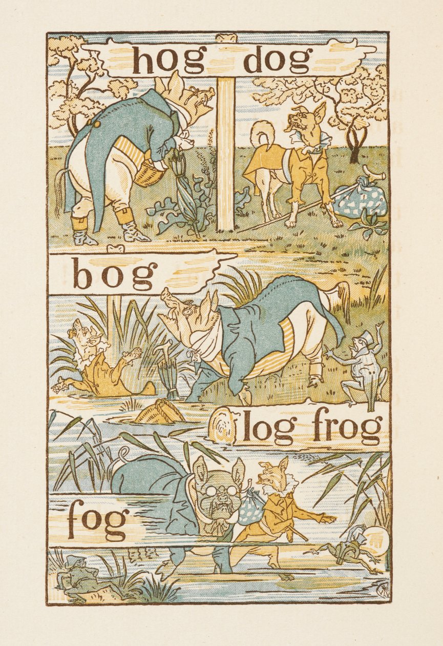 Rimende ord, der ender på bogstavet G. Den gyldne grundbog. af Walter Crane