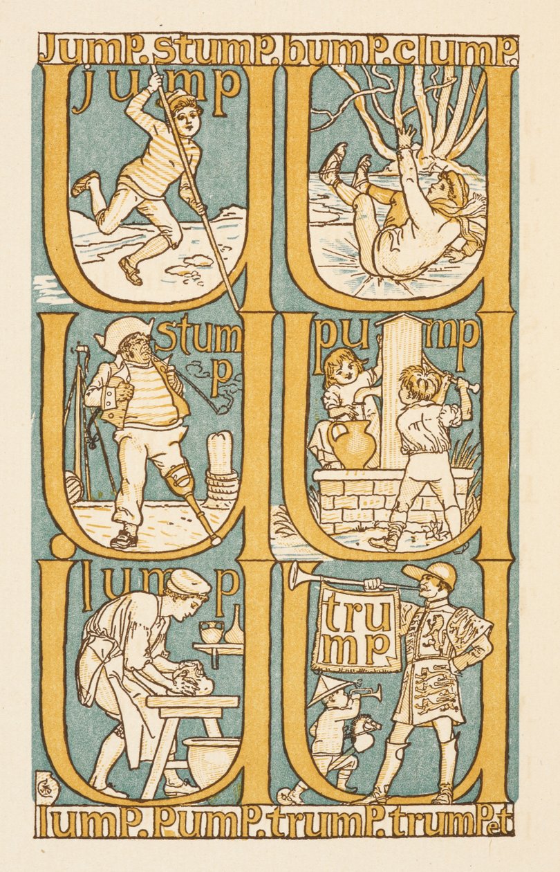 Rimord, der ender på bogstavet P. For at illustrere brugen af bogstavet U. Den gyldne grundbog. af Walter Crane