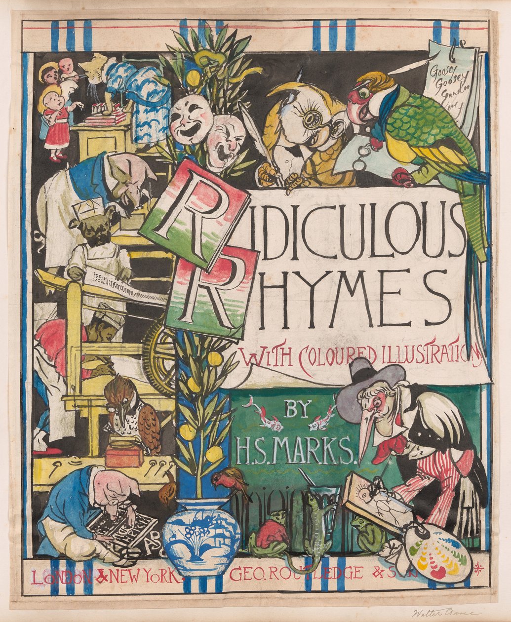 Ridiculous Rhymes, ca. 1867 (akvarel, blæk, blyant og gouache på papir) af Walter Crane