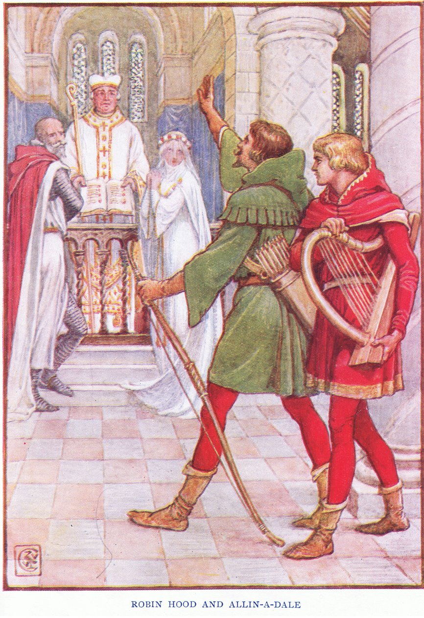 Robin Hood og Alan-a-Dale, ca. 1920 af Walter Crane