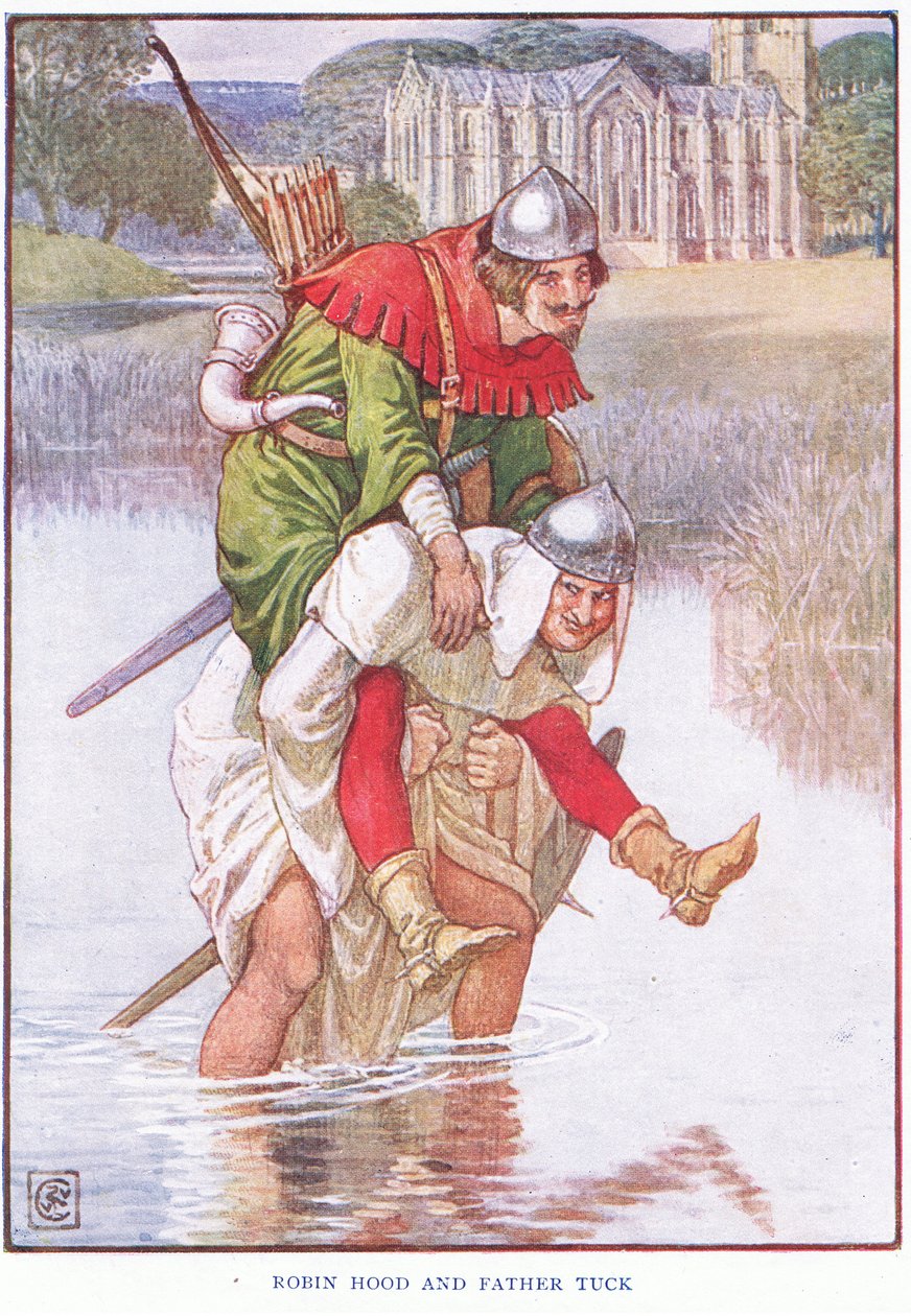 Robin Hood og Fader Tuck, ca. 1920 af Walter Crane