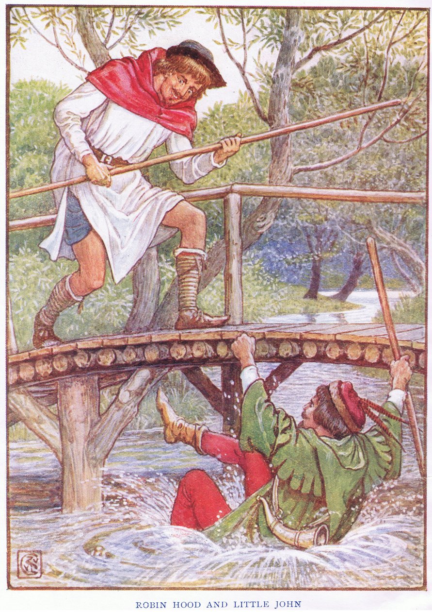 Robin Hood og Lille John, ca. 1920 af Walter Crane