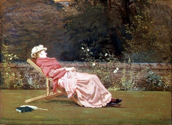 Rosalind, grevinde af Carlisle (1845-1921) i haven på Naworth af Walter Crane