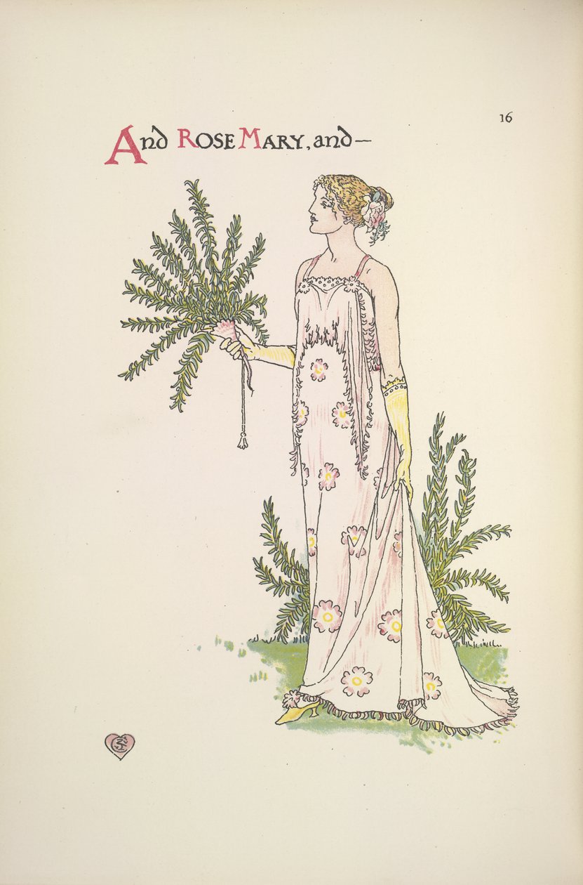 Rose Mary. En ung kvinde holder en plante af Walter Crane