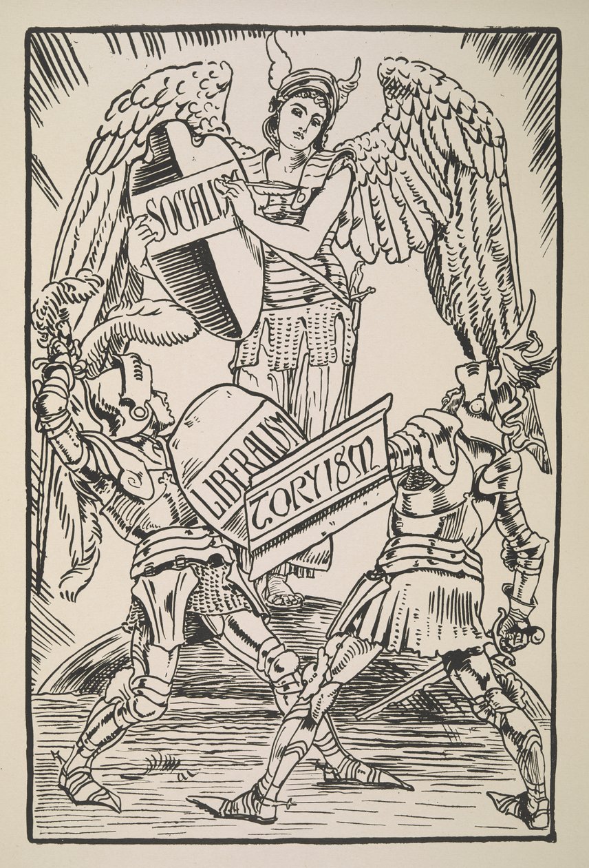 Socialisme, Liberalisme og Toryisme, fra Cartoons for the Cause af Walter Crane