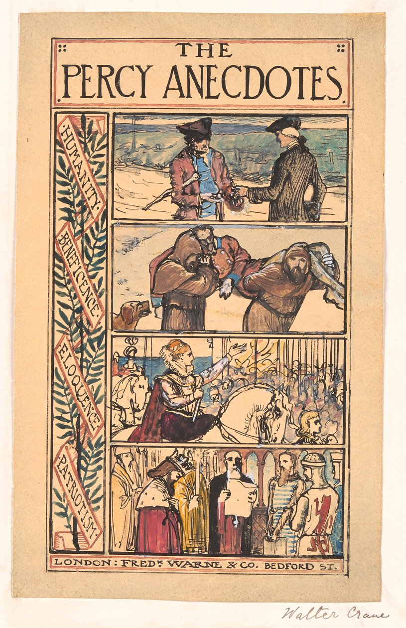 The Percy Anecdotes (akvarel og blæk på papir) af Walter Crane