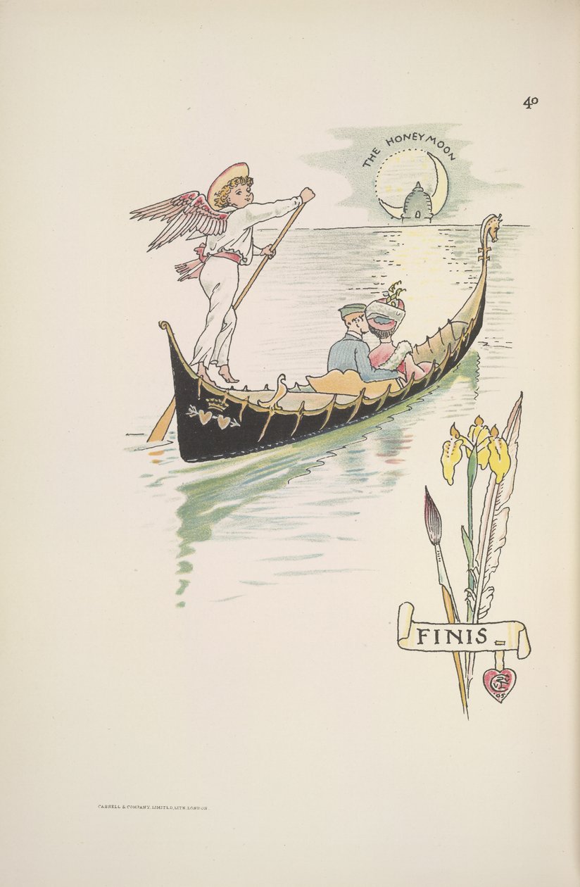 Bryllupsrejsen. Parret i en gondol af Walter Crane