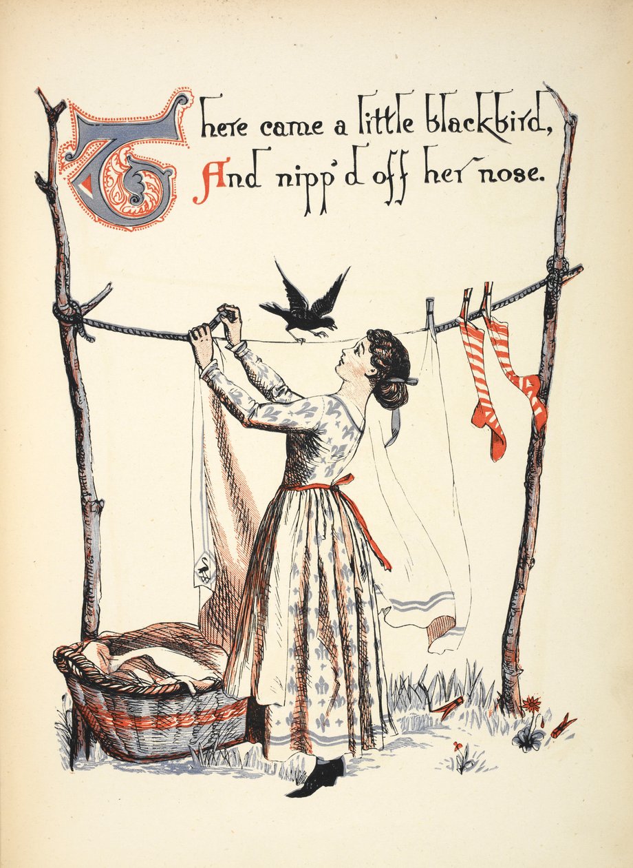 Der kom en lille solsort, og nappede hendes næse af. af Walter Crane